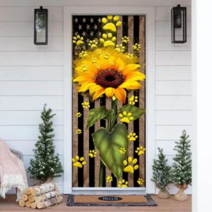 Sunflower Dog Paw Door Cover, Xmas Outdoor…