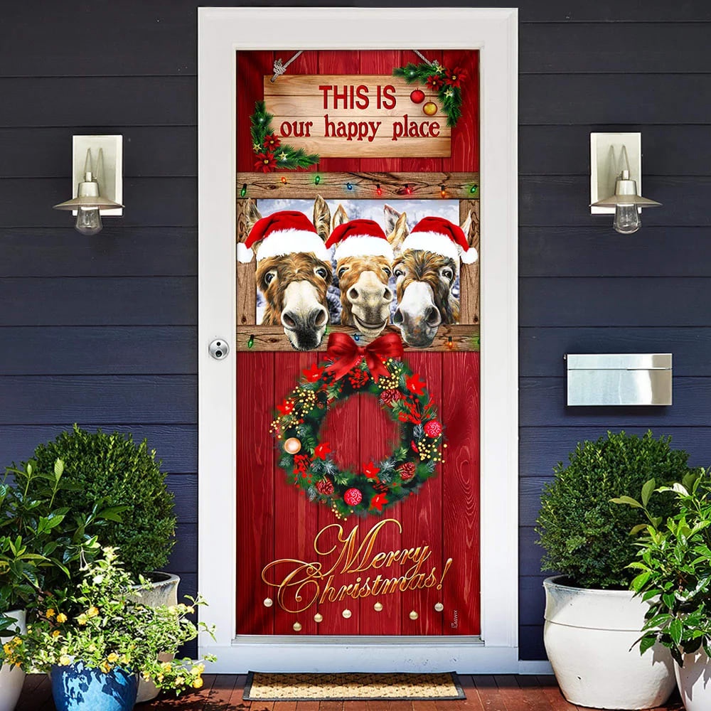 This Is My Happy Place Donkey Door Cover, Unique Gifts Doorcover, Christmas Gift This Is My Happy Place Donkey Door Cover, Unique Gifts Doorcover, Christmas Gift