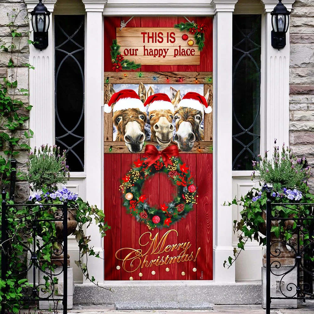 This Is My Happy Place Donkey Door Cover, Unique Gifts Doorcover, Christmas Gift This Is My Happy Place Donkey Door Cover, Unique Gifts Doorcover, Christmas Gift