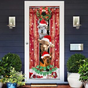 Three Alpacas Happy Place Door Cover Front Door Christmas Cover Christmas Outdoor Decoration Christmas Gift 2 fbxix5.jpg