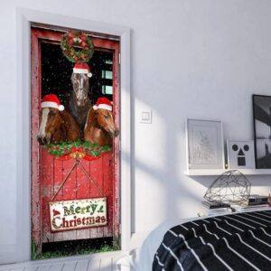 Three Horses In The Barn Door Cover Unique Gifts Doorcover Holiday Decor Christmas Gift 5 nwz5tg.jpg