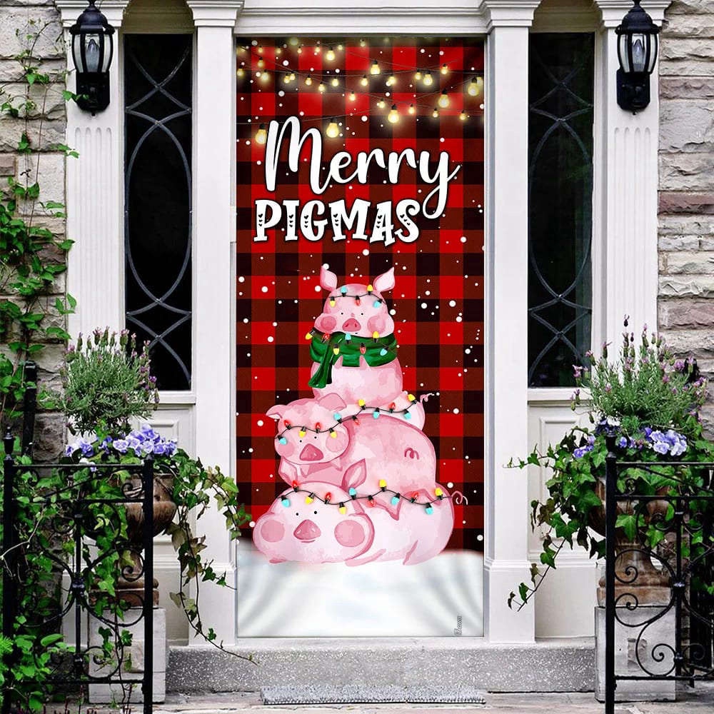 Three Pig Christmas Cattle Door Cover, Merry Pigmas, Christmas Outdoor Decoration, Christmas Gift Three Pig Christmas Cattle Door Cover, Merry Pigmas, Christmas Outdoor Decoration, Christmas Gift