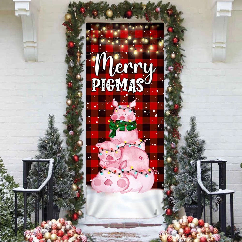 Three Pig Christmas Cattle Door Cover, Merry Pigmas, Christmas Outdoor Decoration, Christmas Gift Three Pig Christmas Cattle Door Cover, Merry Pigmas, Christmas Outdoor Decoration, Christmas Gift