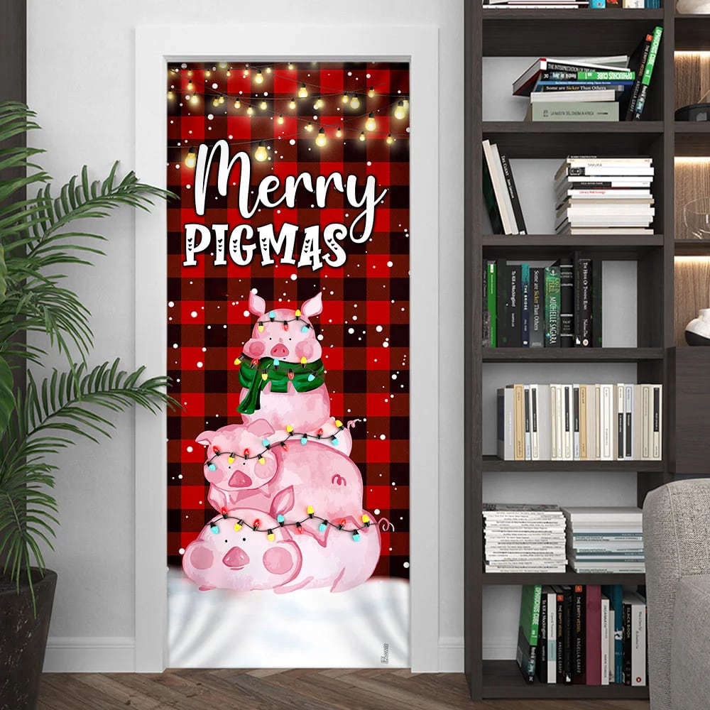 Three Pig Christmas Cattle Door Cover, Merry Pigmas, Christmas Outdoor Decoration, Christmas Gift Three Pig Christmas Cattle Door Cover, Merry Pigmas, Christmas Outdoor Decoration, Christmas Gift