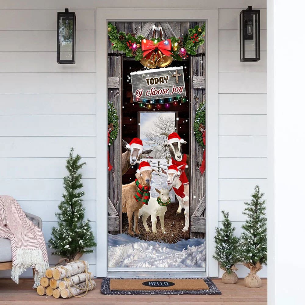 Today I Choose Joy Goat Farmhouse Door Cover, Unique Gifts Doorcover, Christmas Gift Today I Choose Joy Goat Farmhouse Door Cover, Unique Gifts Doorcover, Christmas Gift