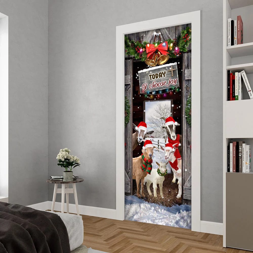 Today I Choose Joy Goat Farmhouse Door Cover, Unique Gifts Doorcover, Christmas Gift Today I Choose Joy Goat Farmhouse Door Cover, Unique Gifts Doorcover, Christmas Gift