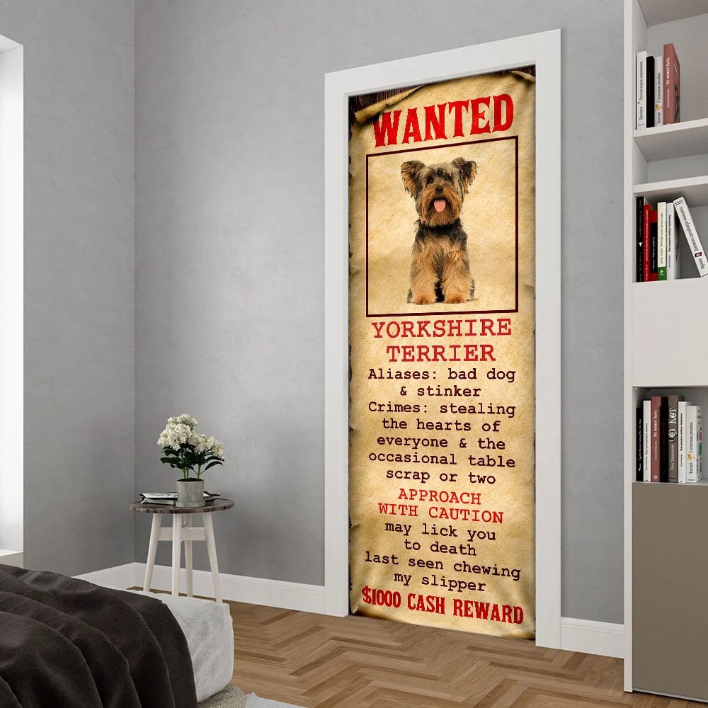 Wanted Yorkshire Terrier Door Cover, Xmas Outdoor Decoration, Gifts For Dog Lovers, Christmas Gift