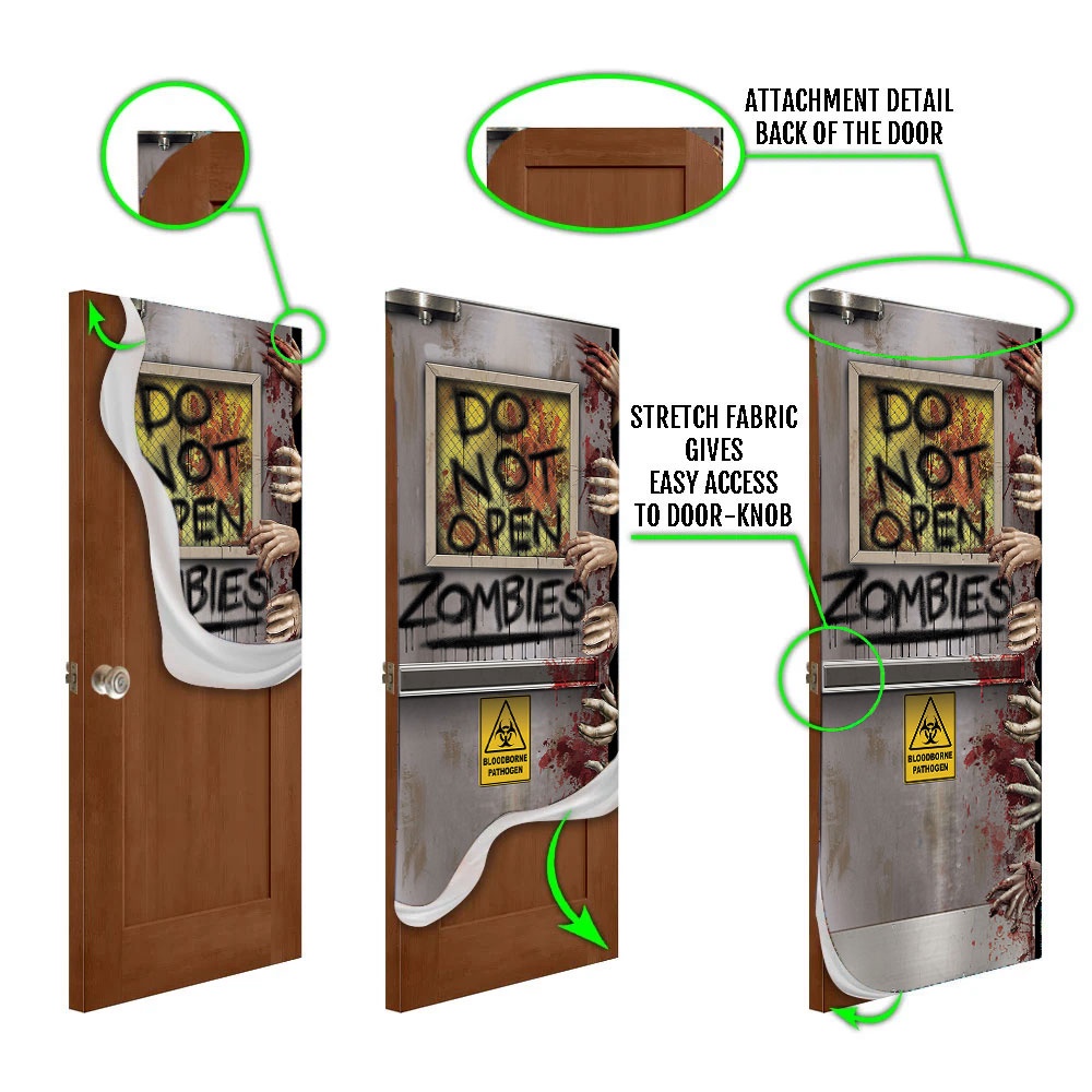 Zombies Lab Do Not Open Halloween Door Cover Decorations for Front Door, Christmas Gift Zombies Lab Do Not Open Halloween Door Cover Decorations for Front Door, Christmas Gift