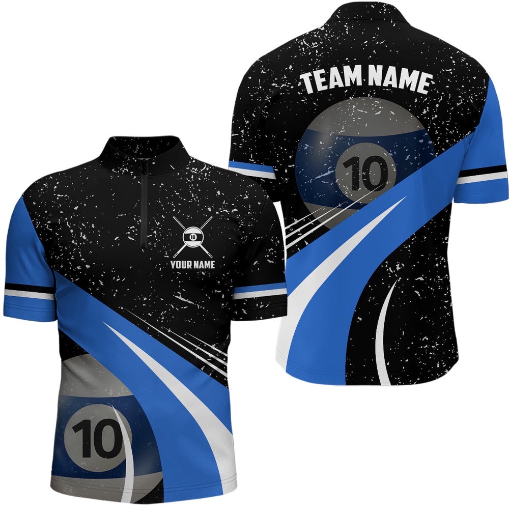 10 Ball Pool Billiard Jerseys Grunge Style Custom 10 Ball Pool Shirts, Personalized Billiard Team Jersey Shirt