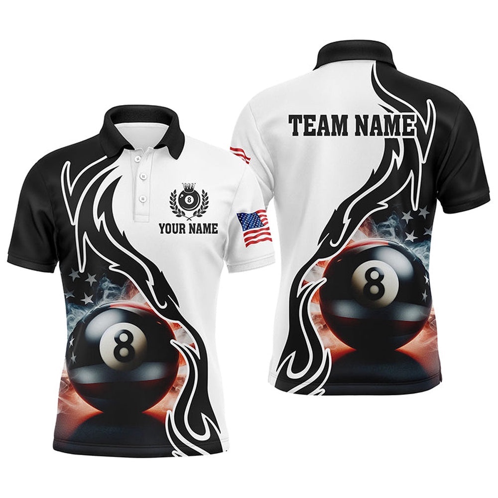 3D 8 Ball Pool Smoke Us Flag Patriotic Shirts For Pooler, Personalized Billiard Polo Shirt 3D 8 Ball Pool Smoke Us Flag Patriotic Shirts For Pooler, Personalized Billiard Polo Shirt
