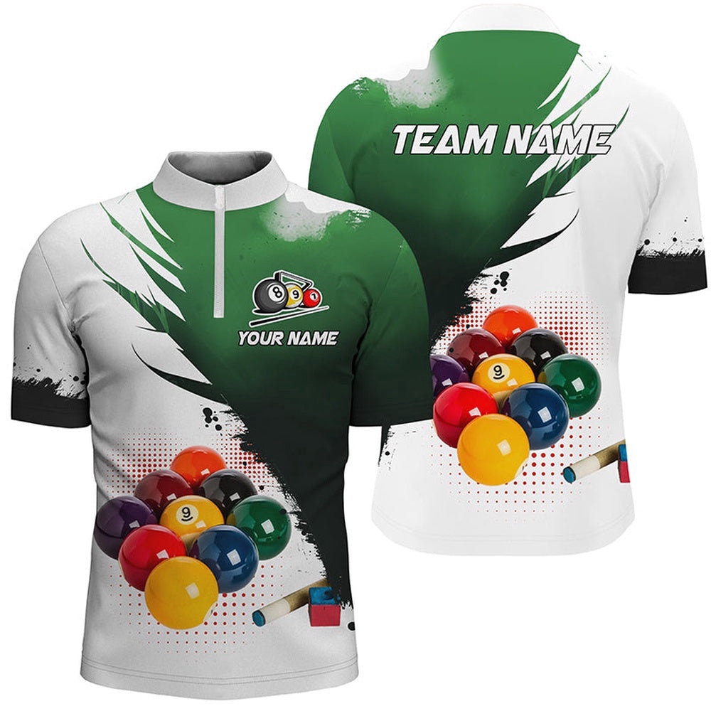 3D 9 Ball Pool Billiard Jerseys Jersey & Jersey Shirts Custom Billiard Team Shirts Green, Personalized Billiard Team Jersey Shirt