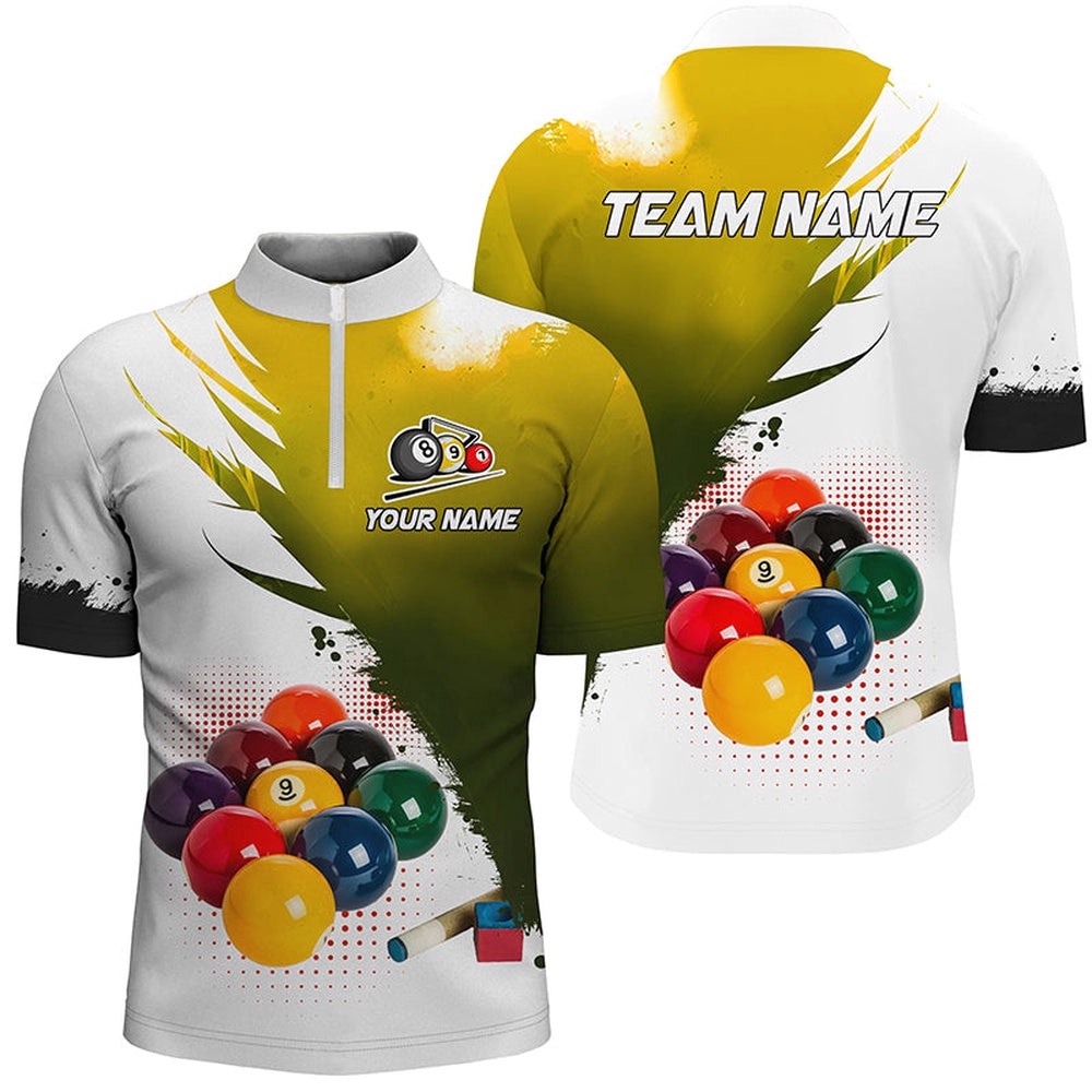 3D 9 Ball Pool Billiard Jerseys Jersey & Jersey Shirts Custom Billiard Team Shirts Yellow, Personalized Billiard Team Jersey Shirt