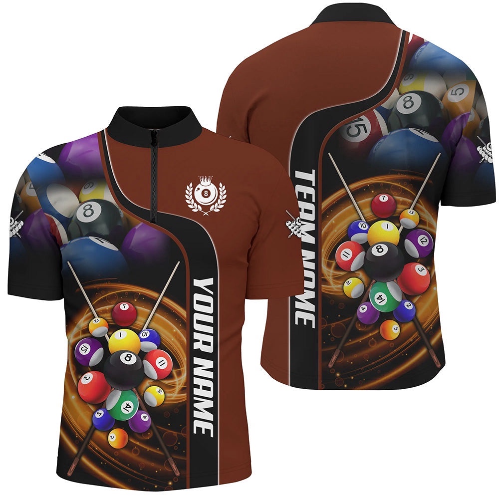 3D Billiard Balls Red Dark Custom Billiard Shirts, Billiard Team Jersey Attire, Personalized Billiard Team Jersey Shirt