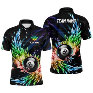 3D Colorful Frozen Ice Billiard Polo Shirts…