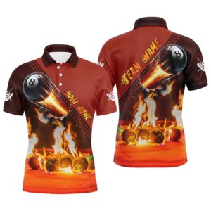 3D Fire Billiard Balls Polo Shirts Custom…
