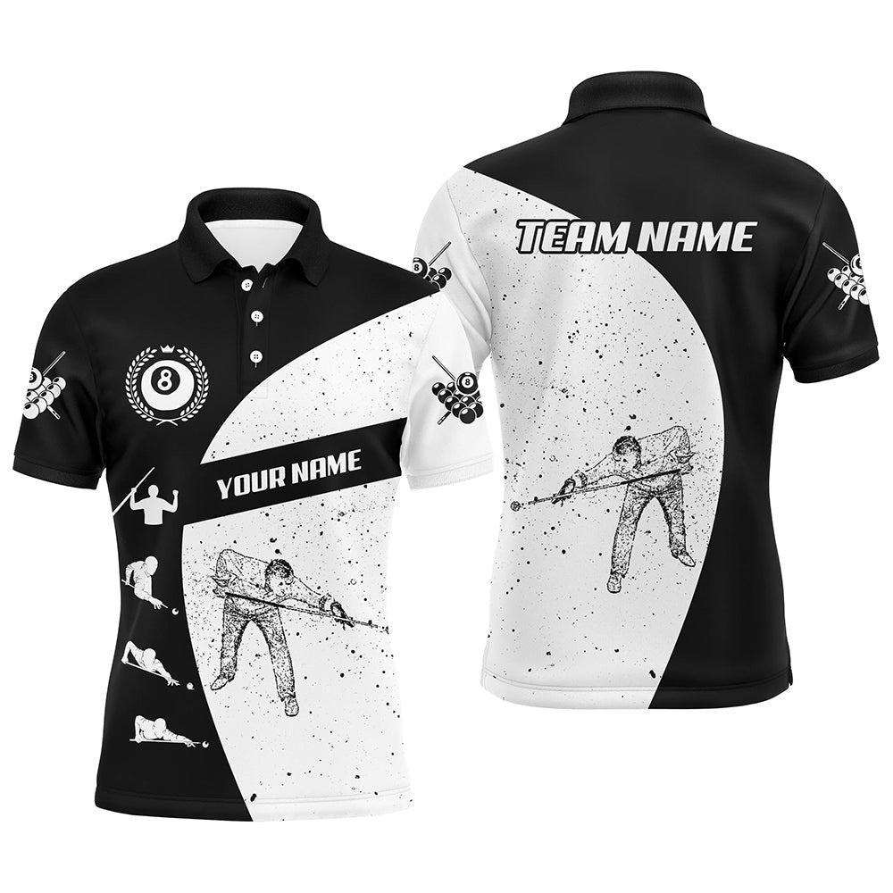 3D Funny Billiard 8 Ball Pool Player Polo Shirts, Custom Pool Billiards Polo, Personalized Billiard Polo Shirt