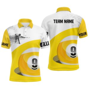 3D Funny Billiard Player Polo Shirts, Yellow…