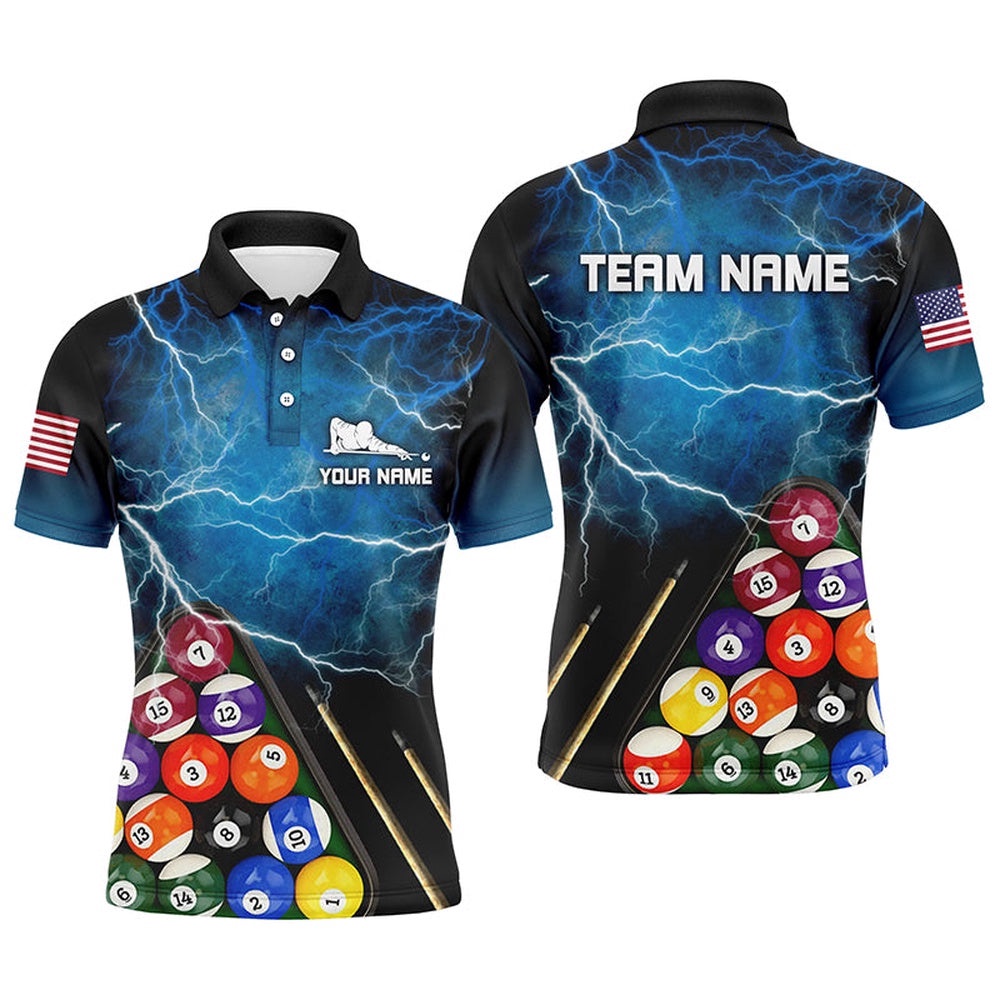 3D Funny Billiards Teams Polo Shirts, Custom Player Billiards Polo, Personalized Billiard Polo Shirt