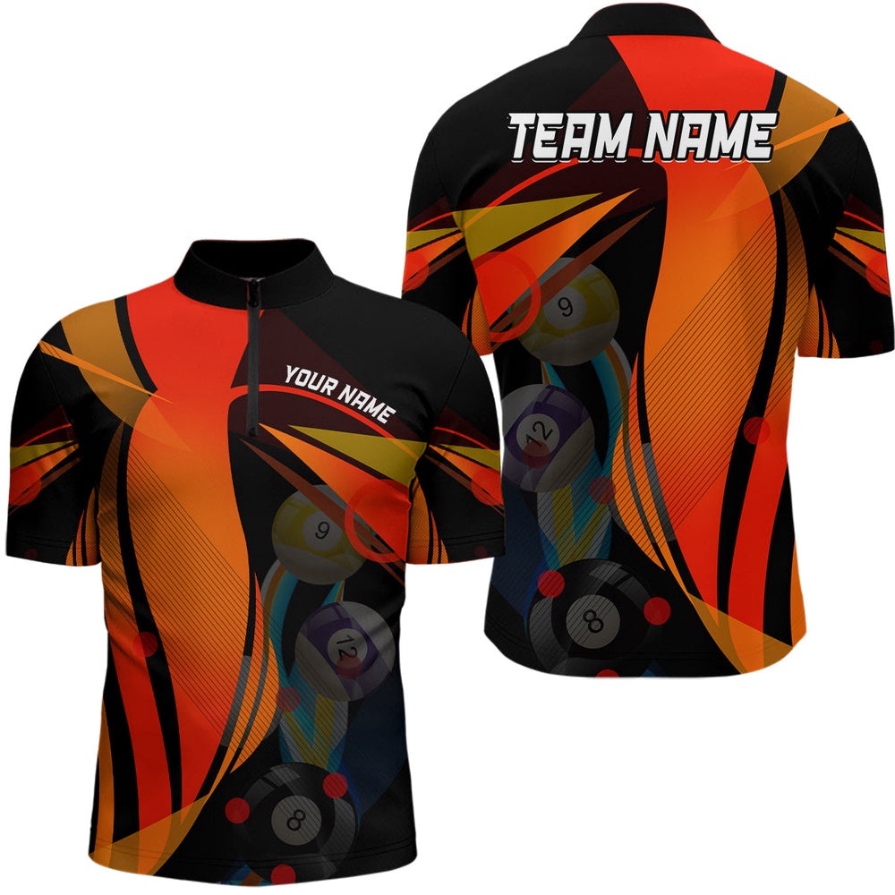 3D Orange Billiard Balls Jersey Shirts Custom Billiard Pool League Shirts, Personalized Billiard Team Jersey Shirt