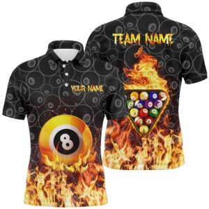 3D Yellow Flame 8 Ball Pool Polo…