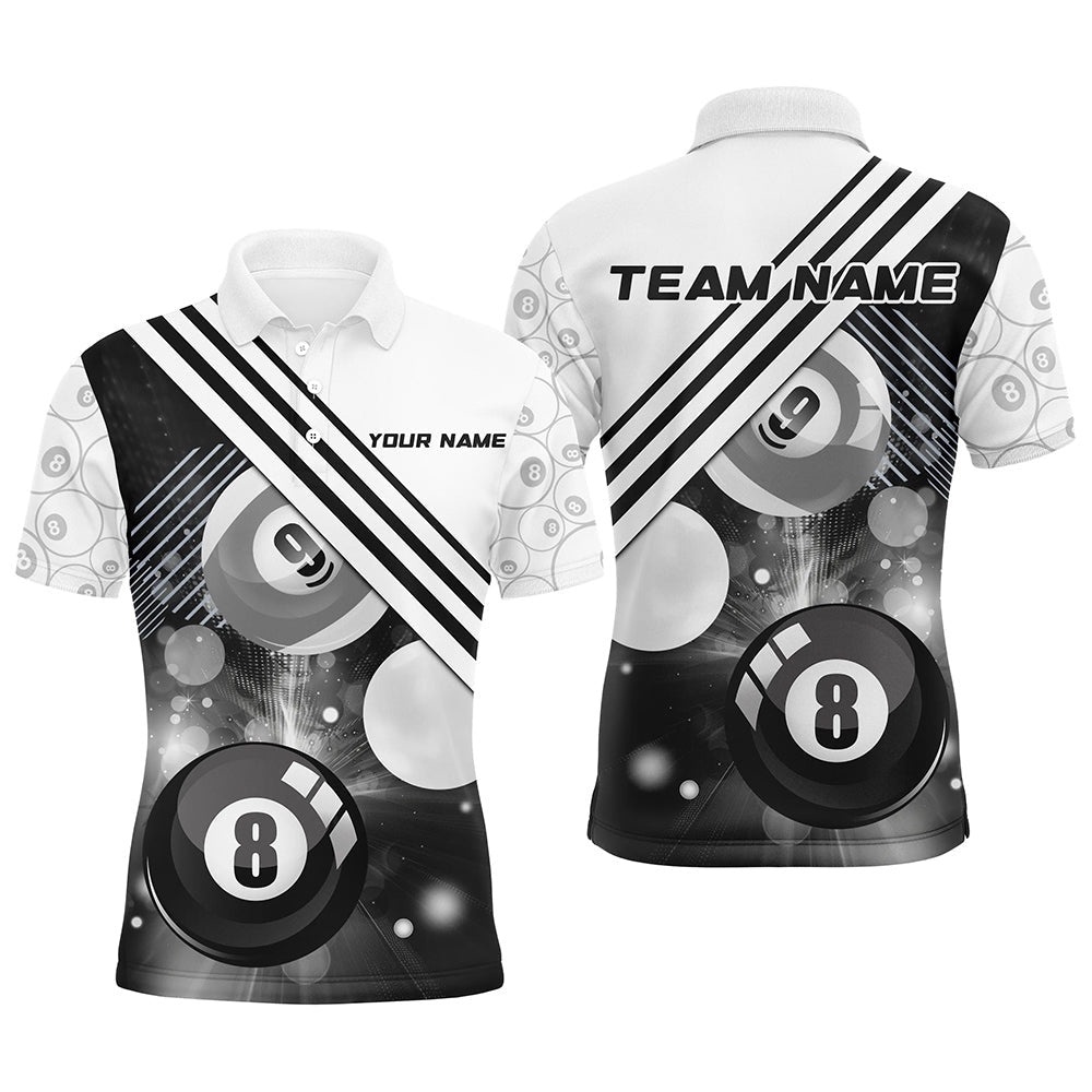 8 Ball 9 Ball Pattern Billiards Shirts Billiard Polo Billiards Team Shirts, Personalized Billiard Polo Shirt