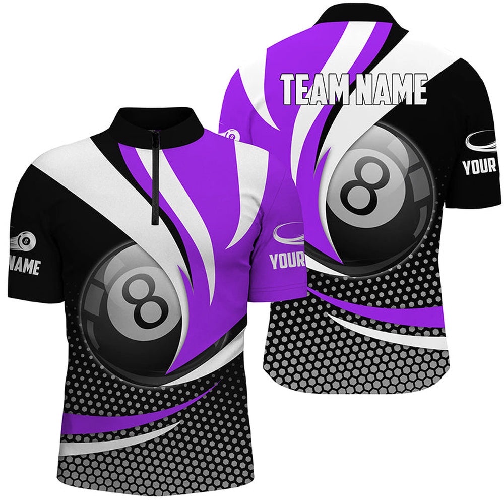 8 Ball Billiard Purple Version 3D Shirts Best Custom Gifts For Pooler, Personalized Billiard Team Jersey Shirt