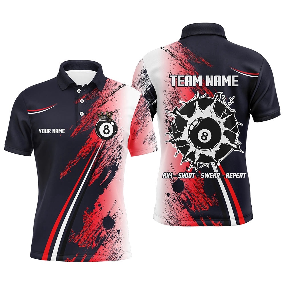 8 Ball Billiards Shirts Custom 8 Ball Pool Polo S Billiard Shirts, Personalized Billiard Polo Shirt