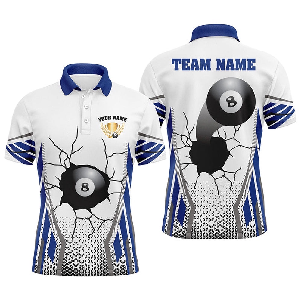 8 Ball Broke Wall Custom Funny Billiards Shirts, Personalized Billiard Polo Shirt