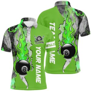 8 Ball Fire Smoke Billiard’s Shirts Green…