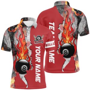 8 Ball Fire Smoke Billiard’s Shirts Red…