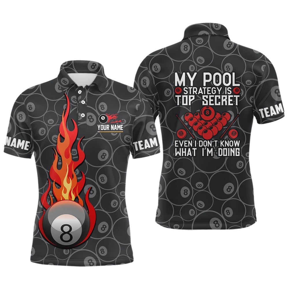 8 Ball Flame Custom 8 Ball Pattern Billiard Polo, Personalized Billiard Polo Shirt 8 Ball Flame Custom 8 Ball Pattern Billiard Polo, Personalized Billiard Polo Shirt