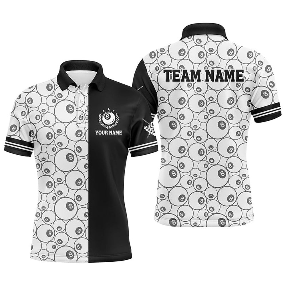 8 Ball Pattern Custom 8 Ball Pool Billiards Polo, Personalized Billiard Polo Shirt
