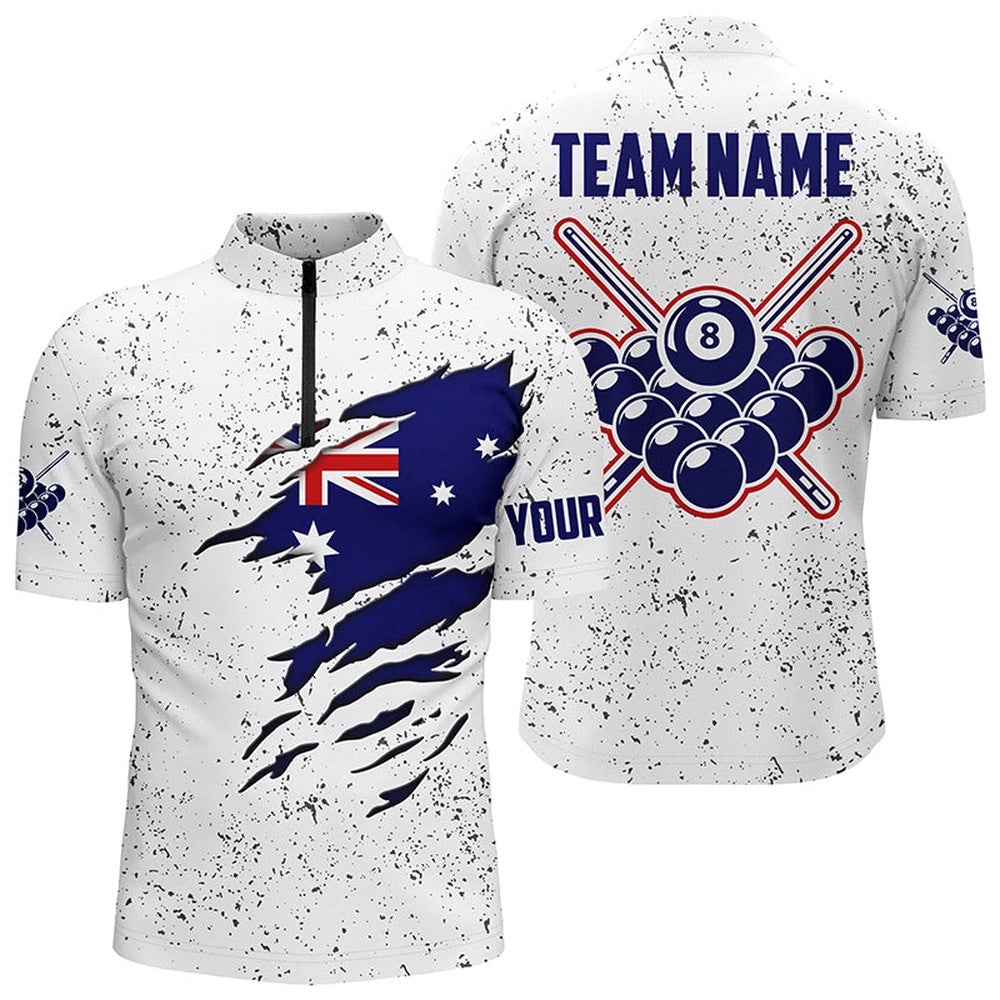 8 Ball Pool Australia Flag Billiard ‘S Shirts Custom 8 Ball Pool Jersey Shirts, Personalized Billiard Team Jersey Shirt