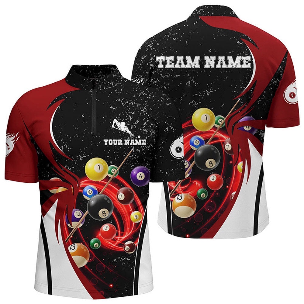 8 Ball Pool Balls Black Grunge Billiards Jerseys, Personalized Billiard Team Jersey Shirt