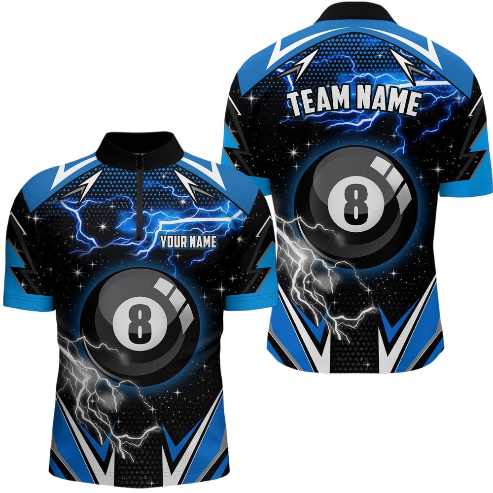 8 Ball Pool Billiard Jerseys Custom Blue Billiard Jersey Shirts Team League Billiard Shirts, Personalized Billiard Team Jersey Shirt