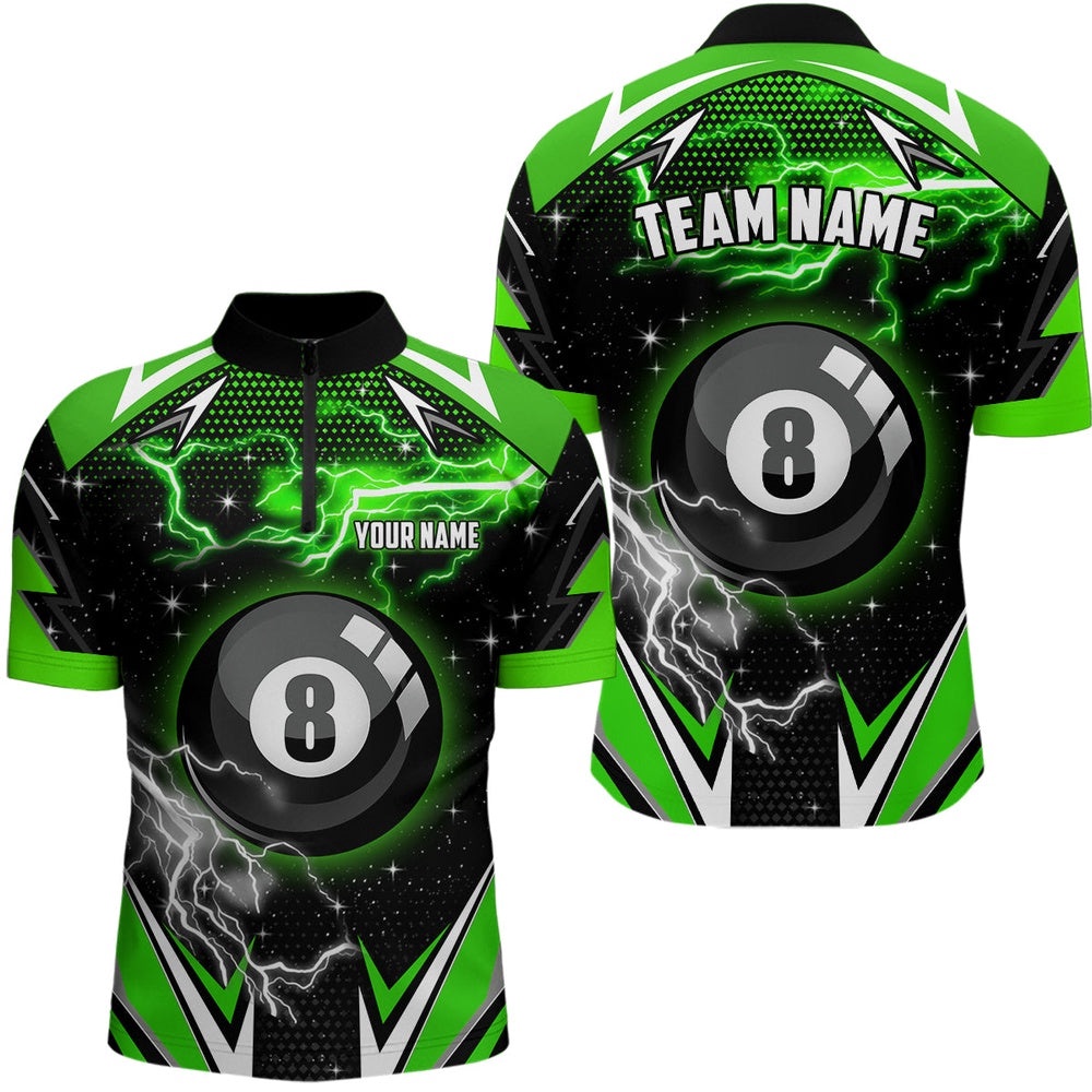 8 Ball Pool Billiard Jerseys Custom Green Billiard Jersey Shirts Team League Billiard Shirts, Personalized Billiard Team Jersey Shirt