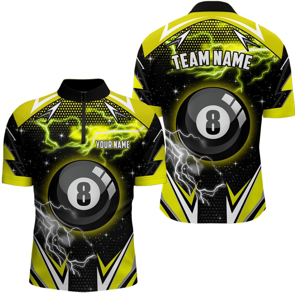 8 Ball Pool Billiard Jerseys Custom Yellow Jersey, Team League Billiard Shirts, Personalized Billiard Team Jersey Shirt
