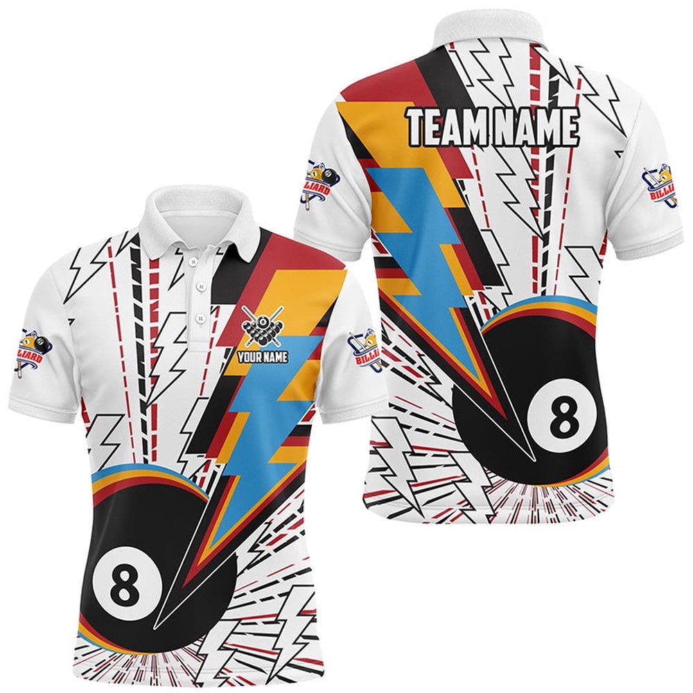 8 Ball Pool Billiard Shirts Custom Unique Colorful Polo Billiard Team Shirts, Personalized Billiard Polo Shirt