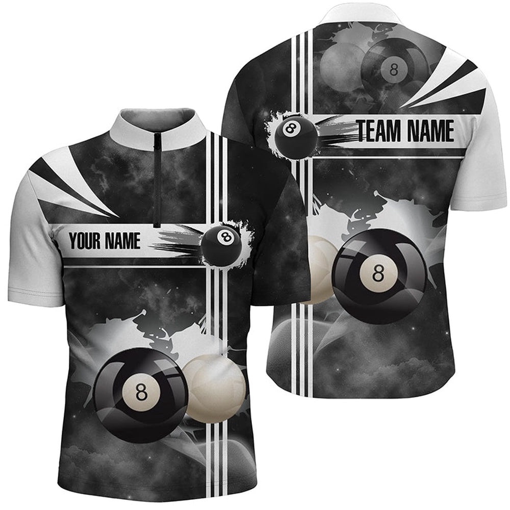 8 Ball Pool Black White Billiard 3D Jersey Shirts, Custom Pool Balls Jerseys, Personalized Billiard Team Jersey Shirt