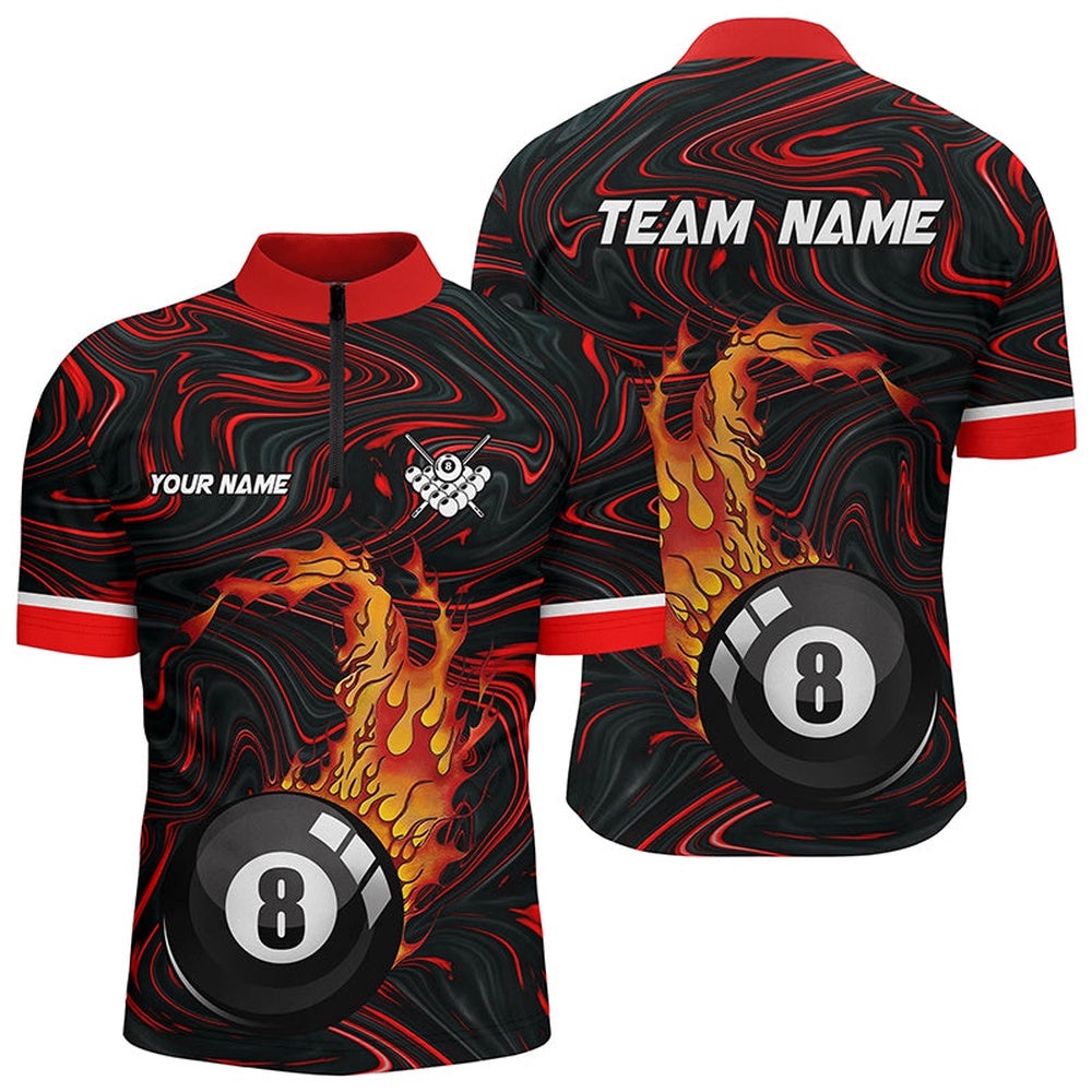8 Ball Pool Fire 3D Jersey Shirts Custom Unique Billiard Shirts For Pooler, Personalized Billiard Team Jersey Shirt