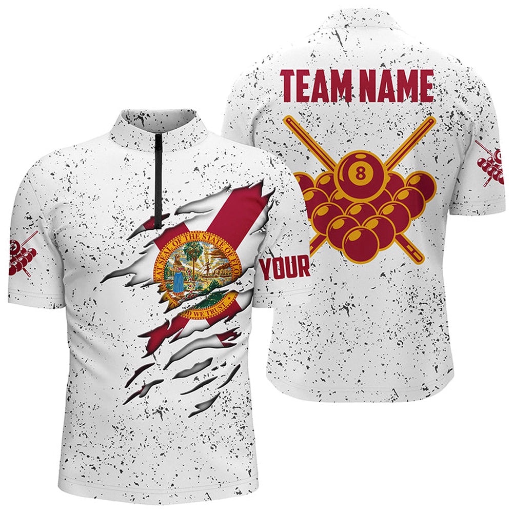 8 Ball Pool Florida Flag Billiard ‘S Shirts Custom 8 Ball Pool Jersey Shirts, Personalized Billiard Team Jersey Shirt