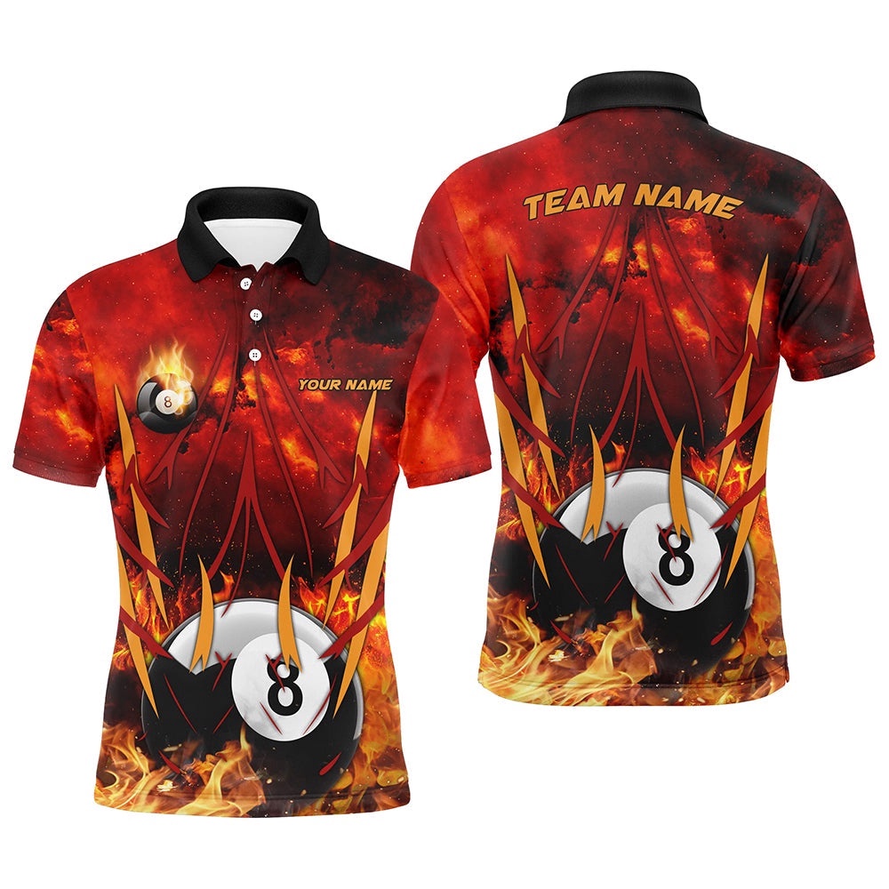 8 Ball Pool In Fire Custom 3D Printed Best Pool Team Polo Shirts, Personalized Billiard Polo Shirt 8 Ball Pool In Fire Custom 3D Printed Best Pool Team Polo Shirts, Personalized Billiard Polo Shirt
