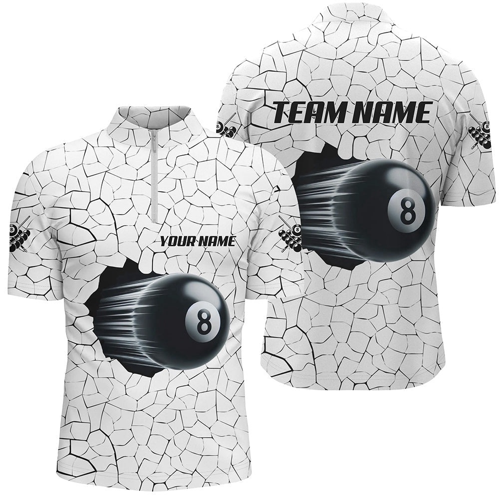 8 Ball Pool Magic White Crack Pattern Billiard Jersey Shirt, Unique Billiard Shirts, Personalized Billiard Team Jersey Shirt