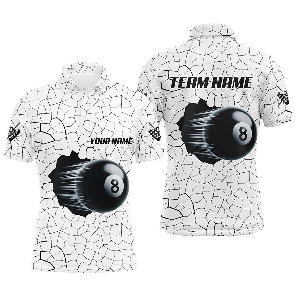 8 Ball Pool Magic White Crack Pattern Billiard Polo Shirt, Unique Billiard Shirts, Personalized Billiard Polo Shirt 8 Ball Pool Magic White Crack Pattern Billiard Polo Shirt, Unique Billiard Shirts, Personalized Billiard Polo Shirt