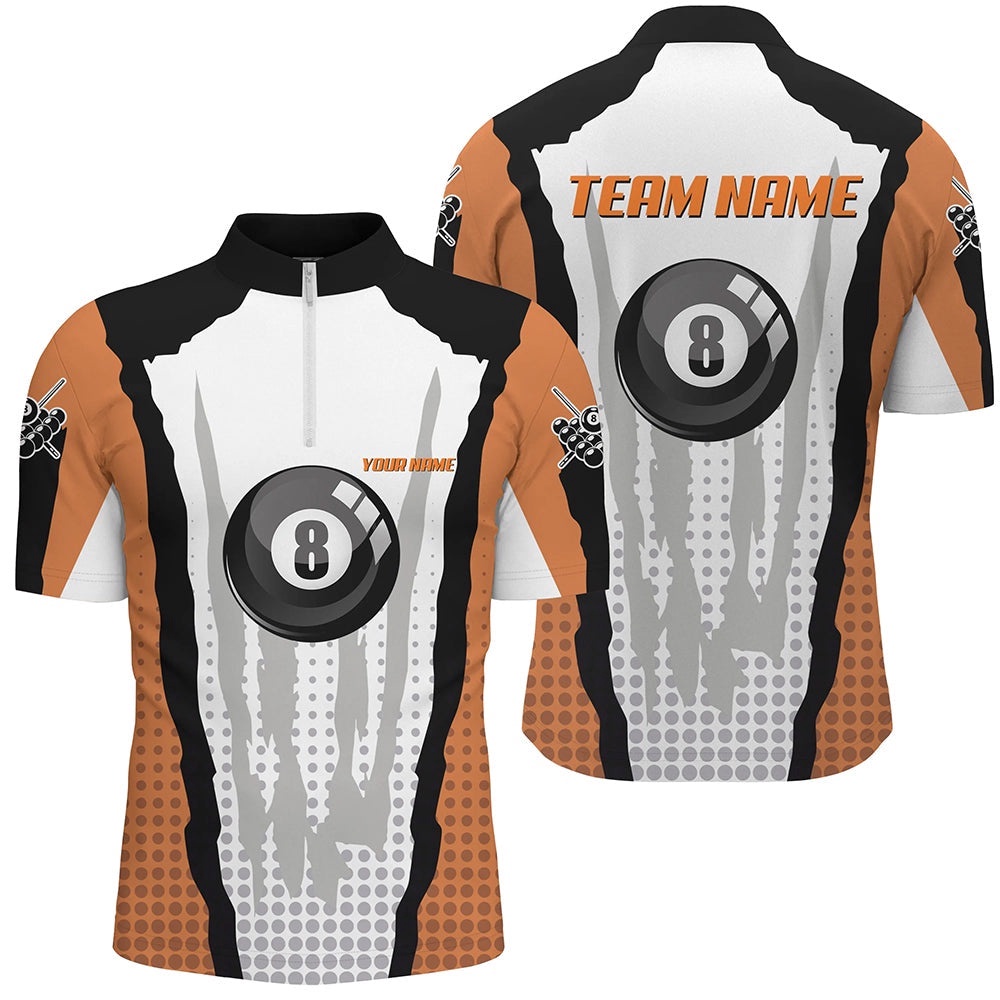8 Ball Pool Orange Custom Billiard Team Shirt, Personalized Billiard Team Jersey Shirt