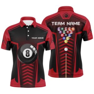 8 Ball Pool Red Black Polo Shirts,…
