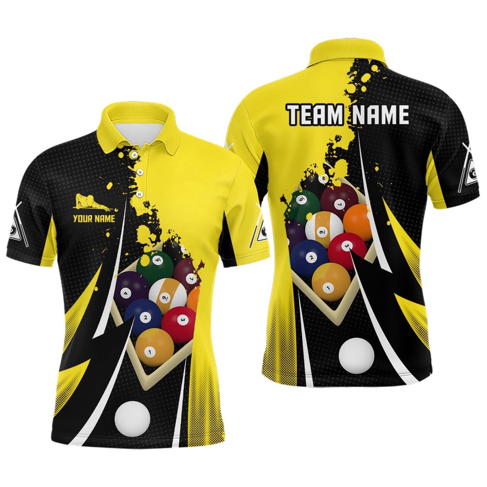 9 Ball Pool Billiard Balls 3D Black Yellow Polo Shirts, 9 Ball Billiard Shirts, Personalized Billiard Polo Shirt 9 Ball Pool Billiard Balls 3D Black Yellow Polo Shirts, 9 Ball Billiard Shirts, Personalized Billiard Polo Shirt