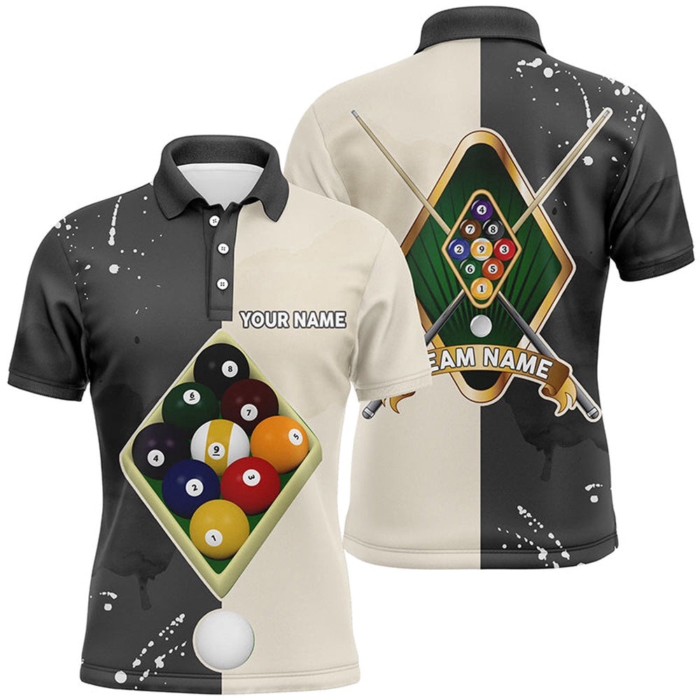 9 Ball Pool Billiard Balls Polo Shirts, Custom 9 Ball Billiards Polo, Personalized Billiard Polo Shirt