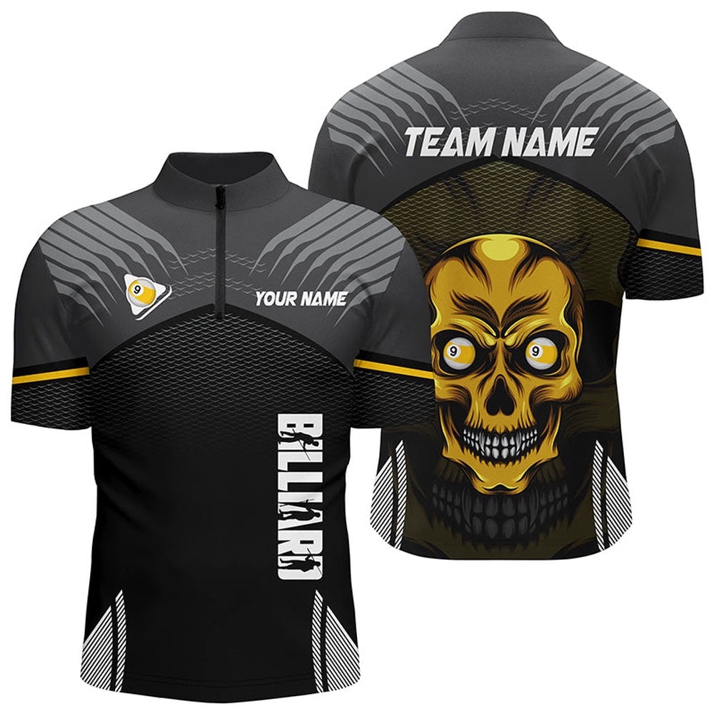 9 Ball Pool Billiard Skull Jersey Shirts, 9 Ball Pool Jerseys Shirts, Personalized Billiard Team Jersey Shirt