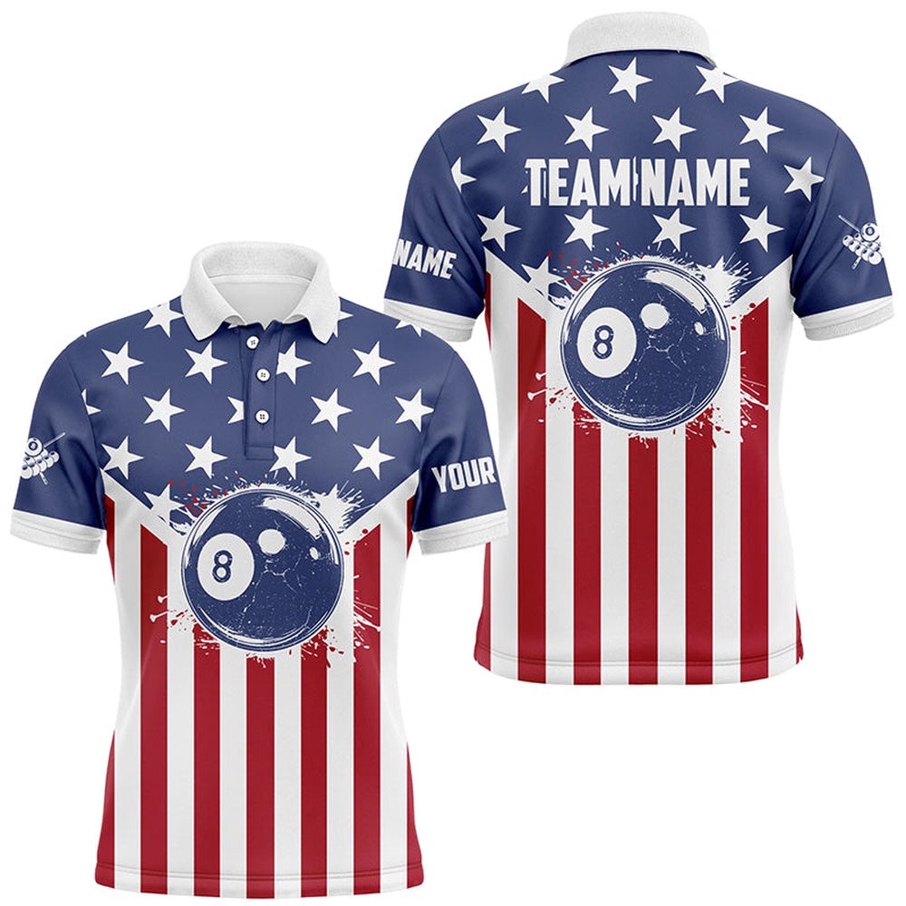 American Flag 8 Ball Billiard Shirts Custom Patriotic Billiard Pool Polo, Personalized Billiard Polo Shirt American Flag 8 Ball Billiard Shirts Custom Patriotic Billiard Pool Polo, Personalized Billiard Polo Shirt